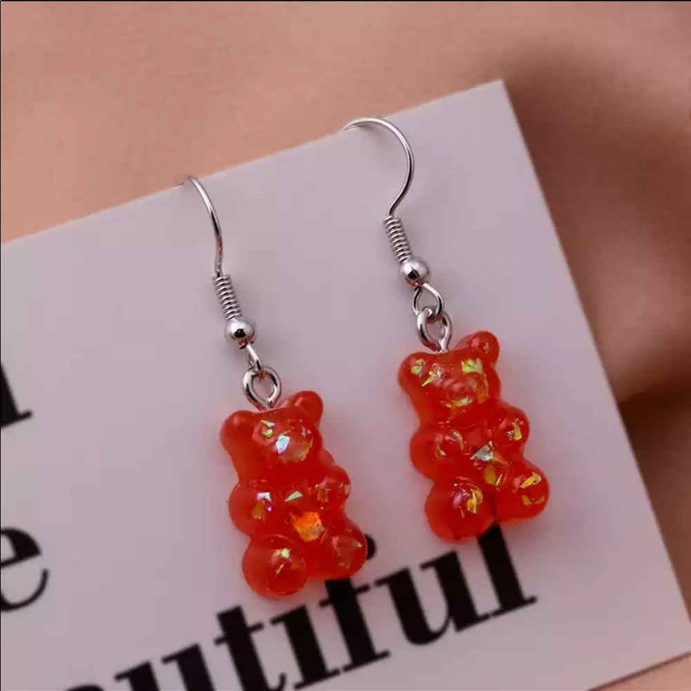 New Gummy Bear Dangle Women Girl Cartoon Animal Bear Creative Drop Earrings